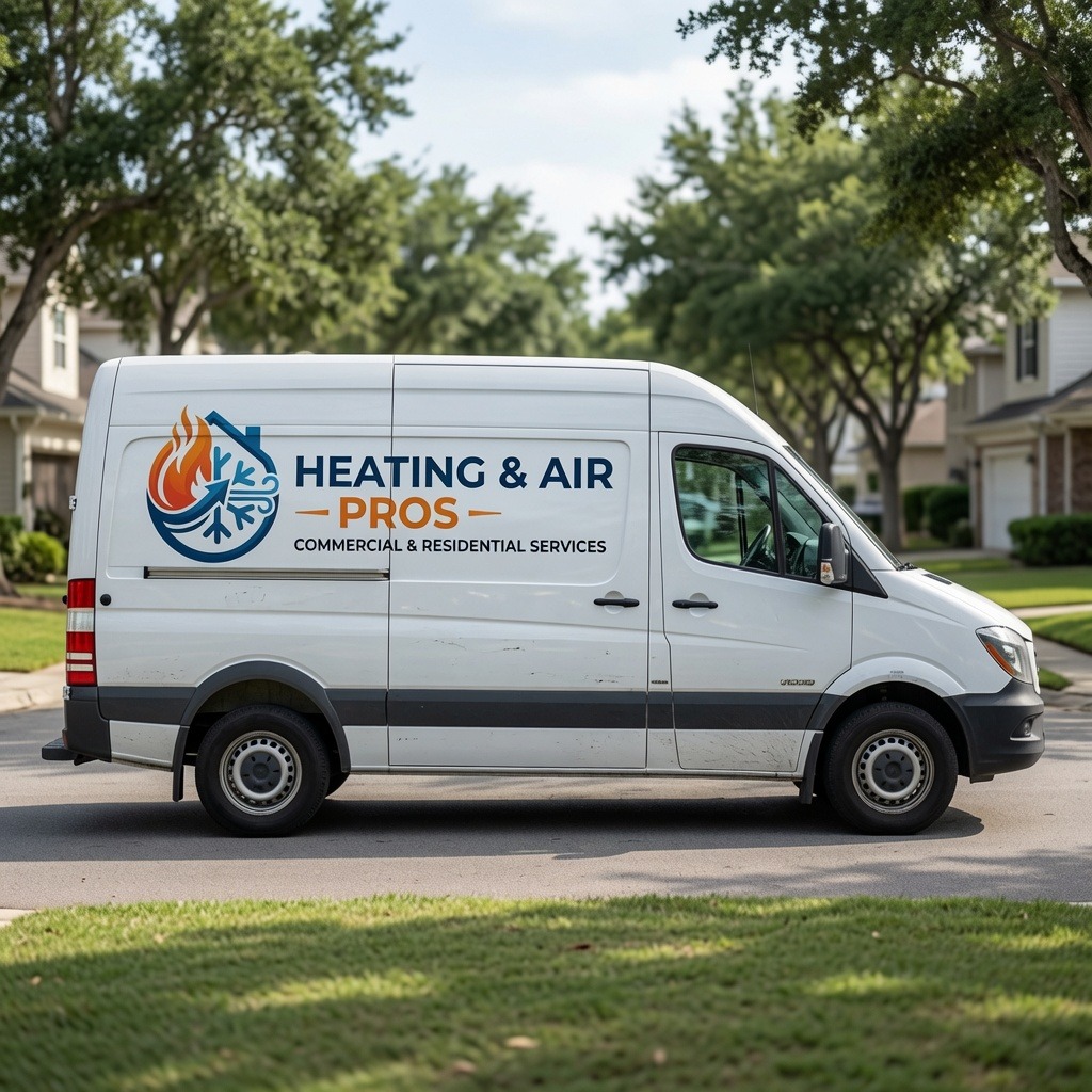 Local heating and air service van serving Greeley